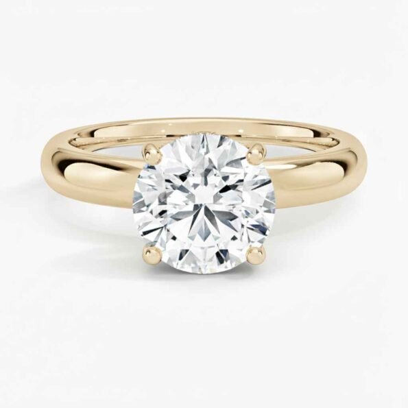 2.12 Carat Round Hidden Halo Engagement Ring F/VS1 IGI Certified in 14K Yellow Gold