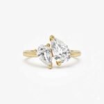Toi et Moi Lab Grown Diamond Ring, 14K Gold 2.05 ctw Double Pear Shape Lab Grown Diamond Engagement Ring, You & Me Ring, Anniversary Gift IGI Certified