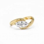 1.0ct Marquise Cut Solitaire Engagement Ring - Bypass Yellow Gold Setting