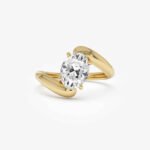1.50ct Oval Cut Solitaire Engagement Ring - Modern Bypass Yellow Gold