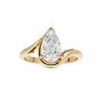 1.50ct Pear Cut Solitaire Engagement Ring - Flowing Bypass Yellow Gold
