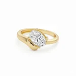 1.0ct Oval Cut Solitaire Engagement Ring - Modern Bypass Yellow Gold