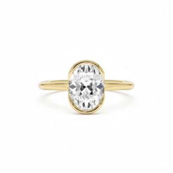 1.50 Ct Oval Diamond Bezel Engagement Ring in 14K Gold