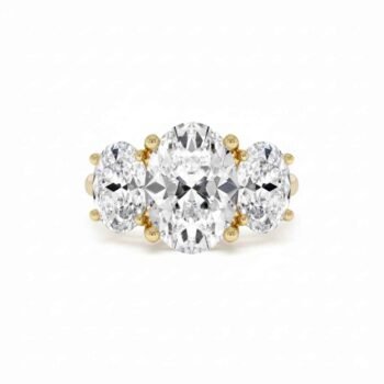 5.00 Ct Oval Three Stone Diamond Engagement Ring in 14K Gold (E-F/VS1)