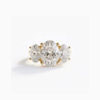 5.00 Ct Oval Three Stone Lab Diamond Engagement Ring in 14K Gold (E-F/VS1) IGI Certified