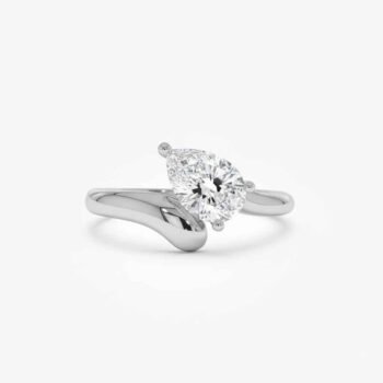 1.0 Carat Pear Diamond Bypass Solitaire Engagement Ring (E-F/VS1)