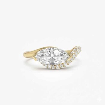 1.90 ctw Marquise Diamond Bypass Pavé Engagement Ring in 14K Gold
