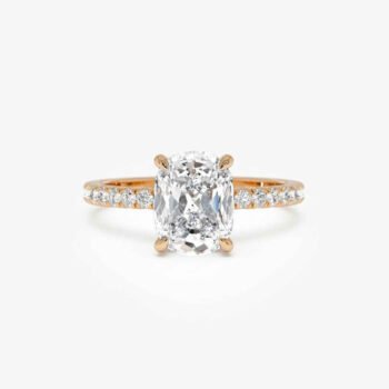 2.0 ctw Cushion Cut Diamond Pavé Engagement Ring in 14K Gold