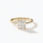 2.0 ctw Cushion Cut Lab Diamond Pavé Engagement Ring in 14K Gold IGI Certified