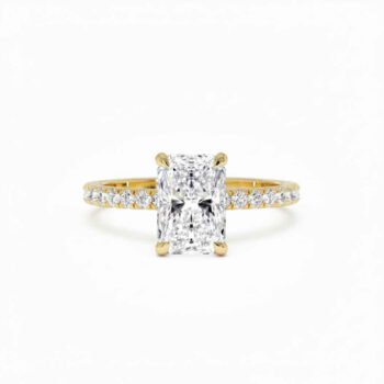 1.50 Ct Radiant Cut Diamond Engagement Ring with Pave Band | 10K/14K/18K Gold IGI Certified