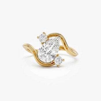 Pear Cut Diamond Swirl Engagement Ring, 1.50 CTW with Side Stones (E-F/VS1) IGI Certified