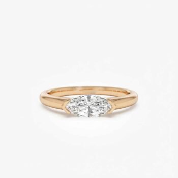 East-West Marquise Diamond Bezel Solitaire Ring, 0.75 CTW (E-F/VS1) IGI Certified