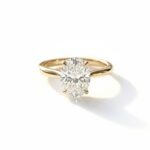 2.10 Carat Oval Hidden Halo Engagement Ring F/VS1 IGI Certified in 14K Yellow Gold