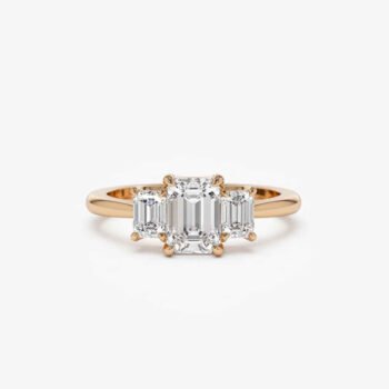 1.0ct Emerald Cut Three Stone Diamond Engagement Ring in Gold