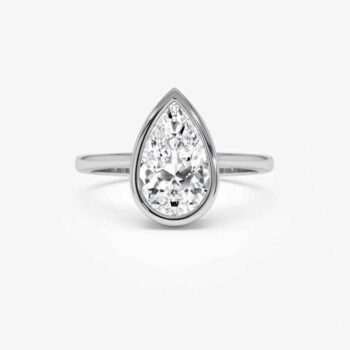 1.50ct Pear Cut Diamond Bezel Engagement Ring in Gold