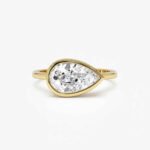 3.50ct Pear Cut Bezel Set Solitaire Diamond Engagement Ring (10K/14K/18K Gold)