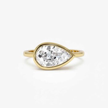 3.50ct Pear Cut Bezel Set Solitaire Diamond Engagement Ring (10K/14K/18K Gold)