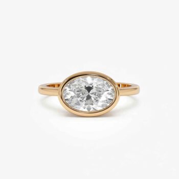 1.50ct Oval Cut Bezel Set Solitaire Diamond Engagement Ring (10K/14K/18K Gold)