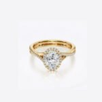 4.50ctw Oval Lab Grown Diamond Twisted Halo Ring Split Shank 14k Gold IGI Certified