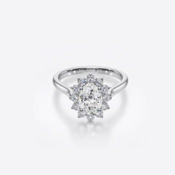2.13ctw Oval Lab Grown Diamond Starburst Halo Ring Floral Setting IGI Certified