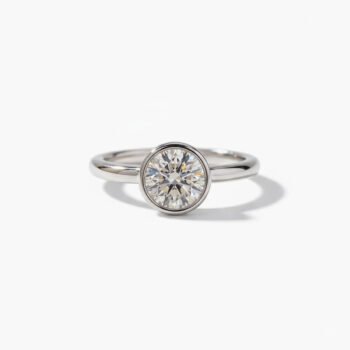 2.03ct Round Lab Grown Diamond Bezel Solitaire Ring 14k White Gold