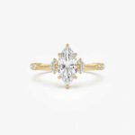 Lab Grown 1 Carat Marquise Cut Diamond Engagement Ring | Vintage Style Gold