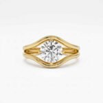 14K Gold 1.50 ctw Split Shank Round Lab Grown Diamond Solitaire Engagement Ring