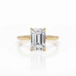 14K Gold 2.60 ct Emerald Cut Lab Grown Diamond Minimalist Solitaire Engagement Ring