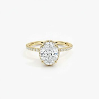 4.60ctw Oval Lab Grown Diamond Halo Ring Pave Band 14k Gold