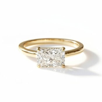 14K Gold 2.00 ctw Radiant Lab Grown Diamond East-West Solitaire Engagement Ring