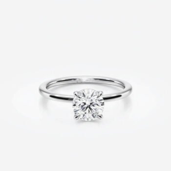 14K Gold 1.10 ctw Round Lab Diamond Hidden Halo Solitaire Engagement Ring