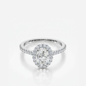 2.32ctw Oval Lab Grown Diamond Halo Ring 14k Gold IGI Certified