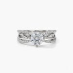14K Gold 2.30 ctw Round Lab Diamond Vintage Scalloped Halo Ring