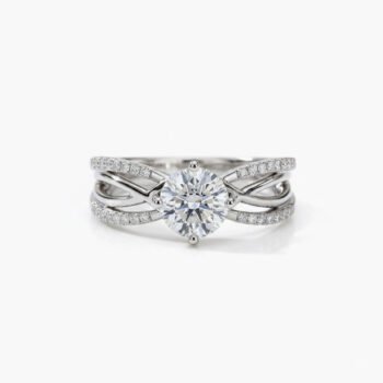 14K Gold 2.30 ctw Round Lab Diamond Vintage Scalloped Halo Ring