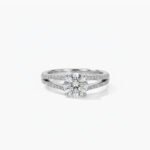 10K White Gold, 2.30 ctw Round Lab Diamond Pavé Bridal Set Engagement Ring