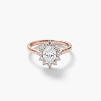 2.13ctw Oval IGI Certified Lab Grown Diamond Starburst Halo Ring Floral Setting