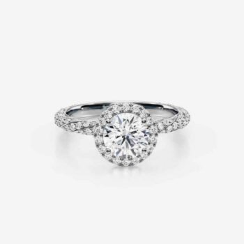 18K Silver 2.50 ctw IGI Round Lab Diamond Engraved Vintage Style Engagement Ring