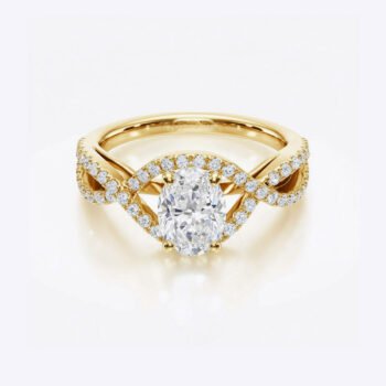 2.01ctw Oval Lab Grown Diamond Twisted Infinity Engagement Ring 14k Gold IGI Certified