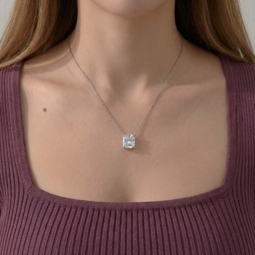 1ct Elongated Cushion Cut Lab Grown Diamond Pendant Necklace in 925 Silver – CVD Certified Minimalist Jewelry for Women IGI Certified photo review