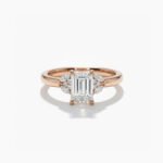 2.20 ctw Emerald cut Lab Grown Diamond Marquise Cluster diamonds Engagement Ring 14K Rose Gold IGI Certified