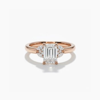 2.20 ctw Emerald cut Lab Grown Diamond Marquise Cluster diamonds Engagement Ring 14K Rose Gold IGI Certified