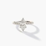 18K Silver 2.0 ctw Marquise Lab Diamond Pavé Solitaire Engagement Ring