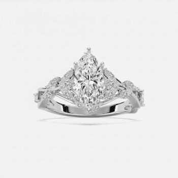 14K Gold 1.5 ctw Marquise Lab Diamond Floral Cluster Engagement Ring