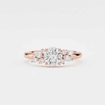 18K Silver 1.5 ctw Round IGI Certified Lab Diamond Floral Cluster Engagement Ring