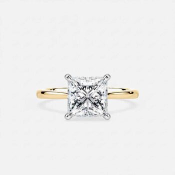 14K Two-Tone 1.5 ctw Princess Lab Diamond Solitaire Engagement Ring