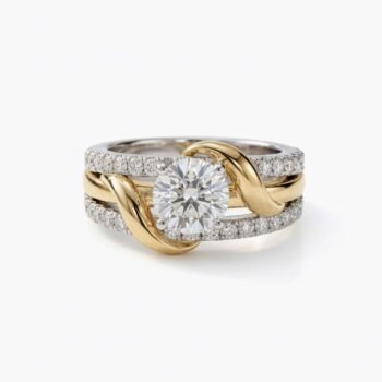 18K Silver 1.5 ctw IGI Certified Round Lab Diamond Woven Halo Pavé Ring