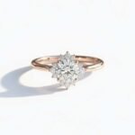 18K Silver 1.5 ctw Round Lab Diamond Starburst Halo Solitaire Ring