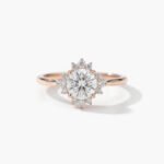 10K Rose Gold 1.5 ctw Round Lab Diamond Starburst Halo Solitaire Ring
