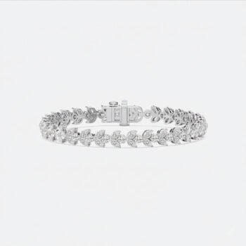 18K Silver 6-10 ctw Marquise & Round Lab Diamond Floral Vine Tennis Bracelet
