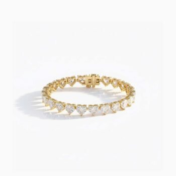 18K Silver 21-33 ctw Heart Cut Lab Grown Diamond Tennis Bracelet (EF VS1 CVD)